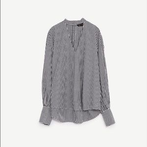 Zara Tops - Zara Gingham Voluminous Cut Out Detail Long Sleeve Zara Tops - Zara Gingham Voluminous Cut Out Detail Long Sleeve